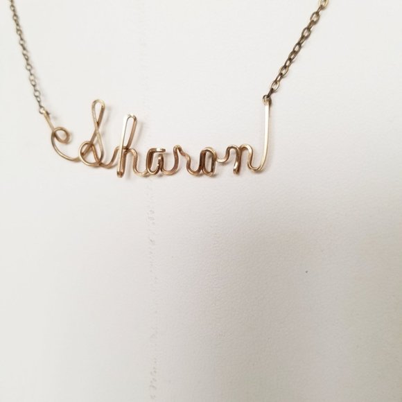 Vintage Sharon Name Wire Necklace on 16" Cable Chain - Picture 9 of 13